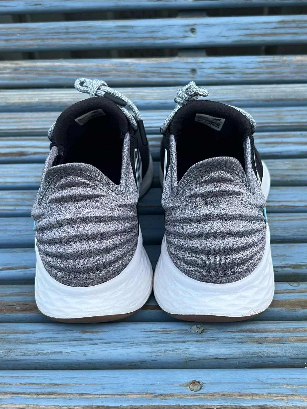 New Balance Black and White Women's Running Sneakers with Heather Gray Collar - Picture 7 of 9